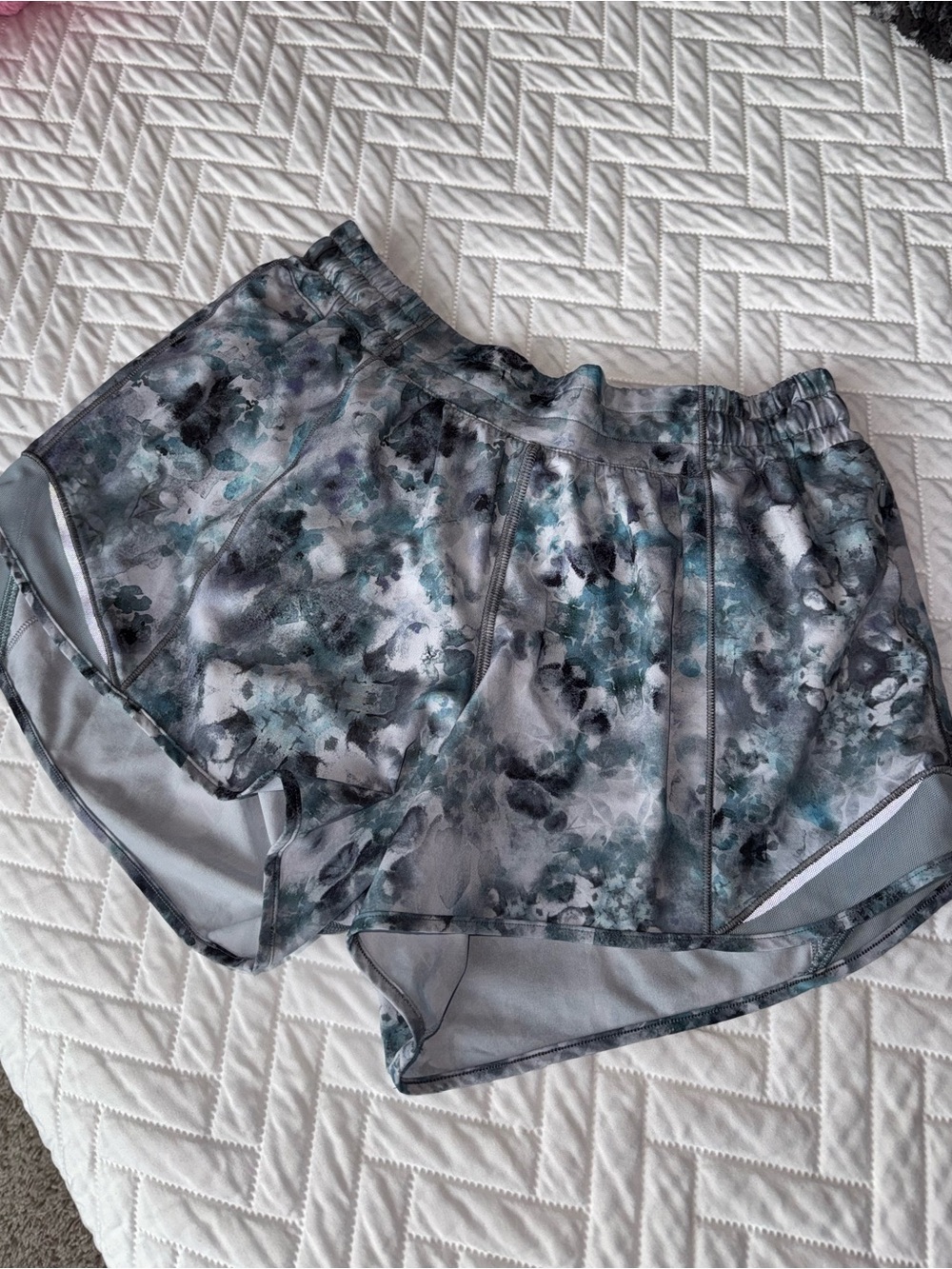 lululemon Gray Marble Print Running Shorts